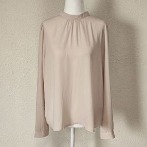 Forever 21 Beige High Neck Long Sleeve Blouse - Large